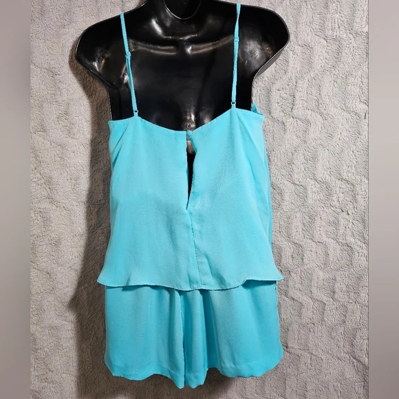 Bebe Turquoise Blue Cami Romper Small - Picture 6 of 10